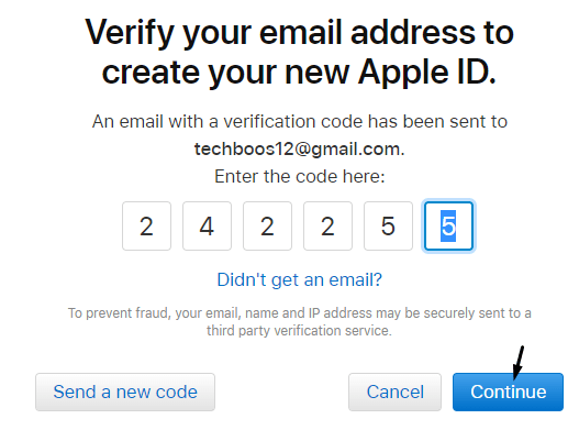 Verification Code for apple id