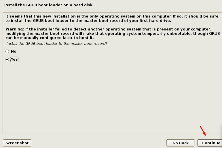 Install the GRUB boot loader