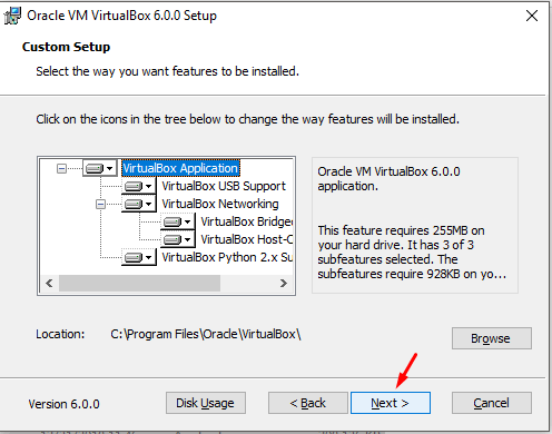 Custom setup dialog box