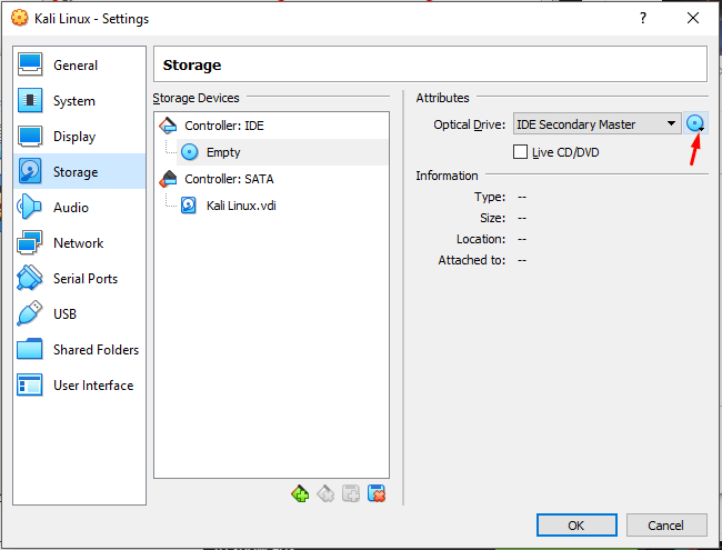 Insert kali Linux IOS File