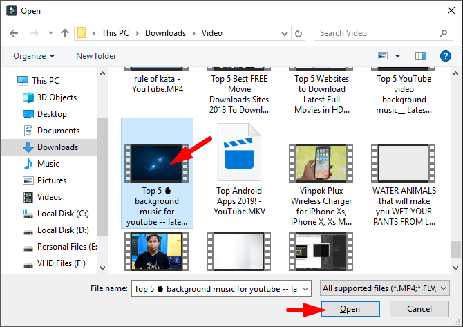 select video to convert into mp3