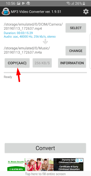 Select format to convert into mp3 converter