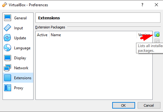 Add Virtualbox Extension pack