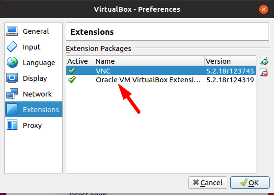 Virtualbox Extension Pack