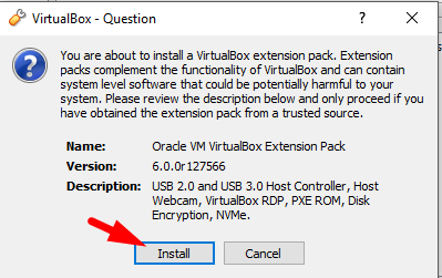 Install virtualbox Extension pack