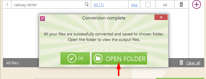Open PDF Conversion Folder