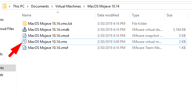 edit macos mojave vmx file