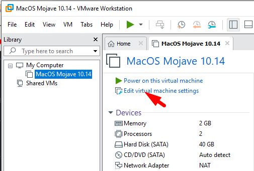 install macos mojave on vmware