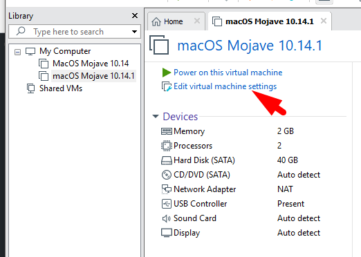 Edit the Virtual Machine settings