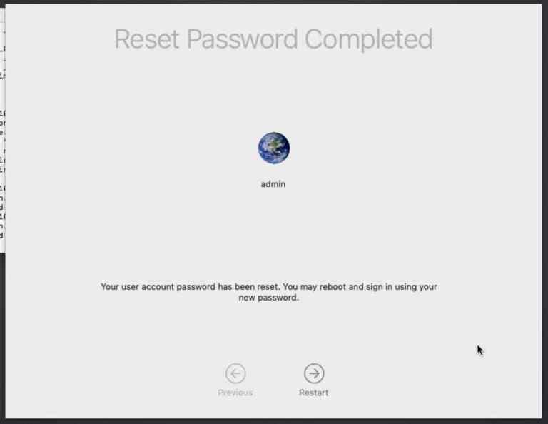 reset forgotten password of macos mojave