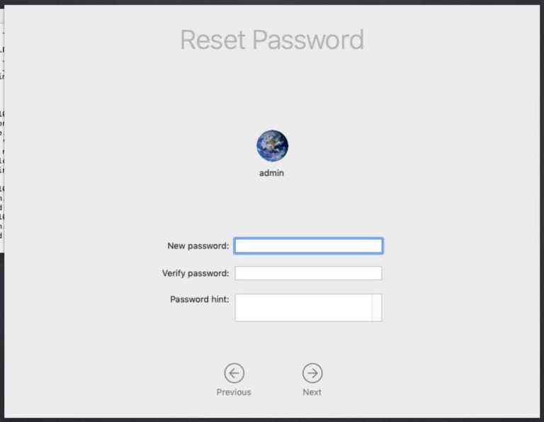 enter new password for macos mojave