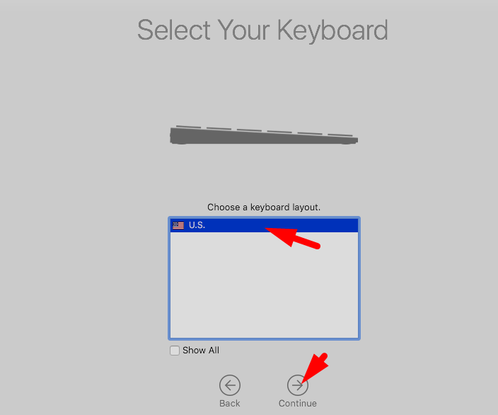 select keyboard layout