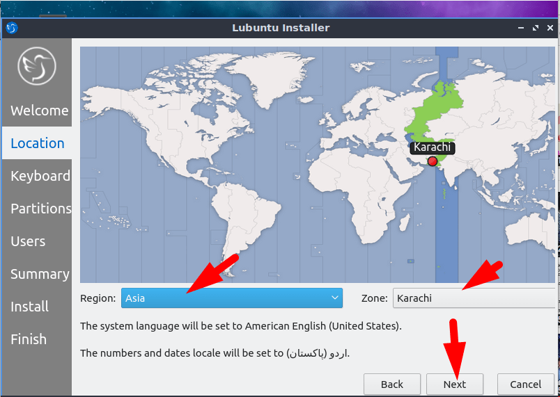 select region in lubuntu