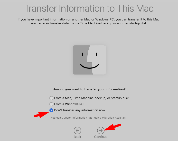 macos mojave transfer information