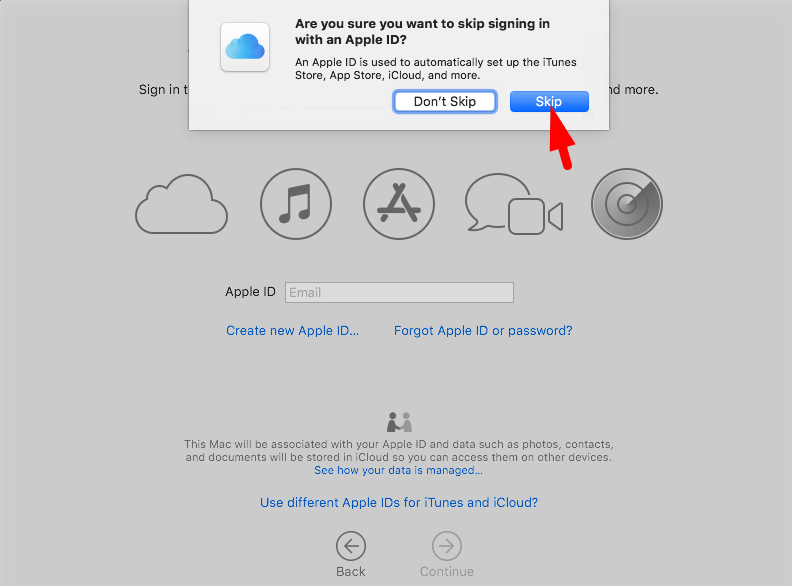 sign in with apple id to perform clean installation of macos mojave
