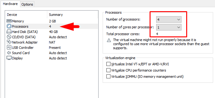 increase processor CPU amount