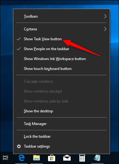 show task view button on the taskbar