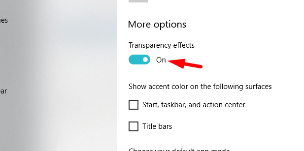enable or disable transparency