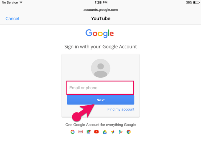 Sign in with your gmail account