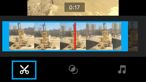 Tap Scissor icon to trim a video