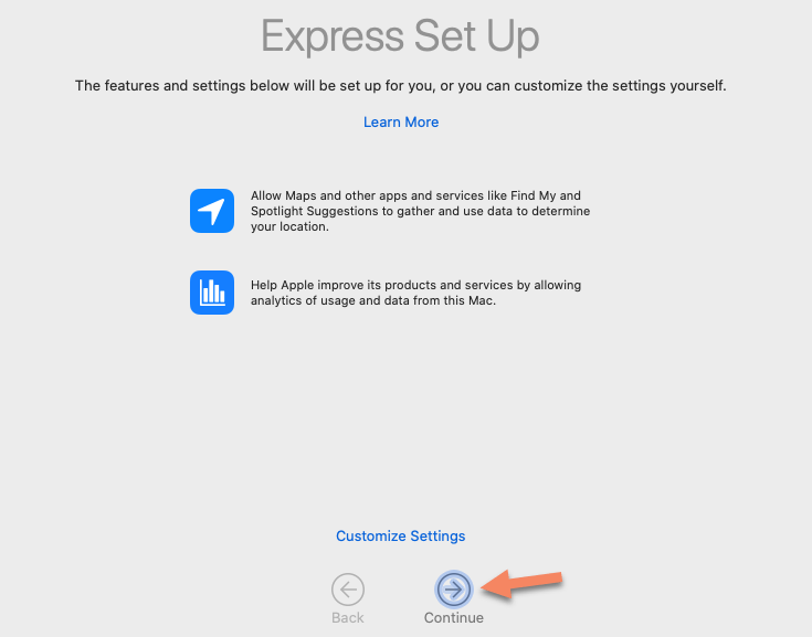 MacOS Catalina Express Set Up