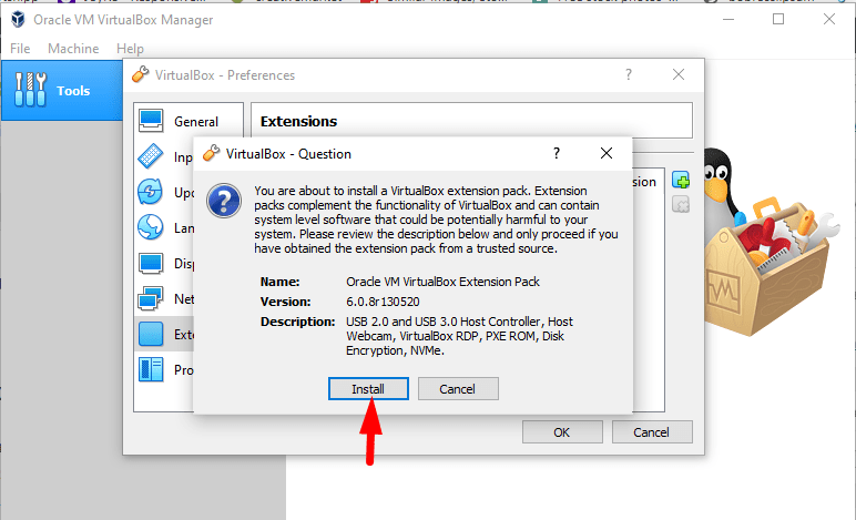 install virtualbox extension pack