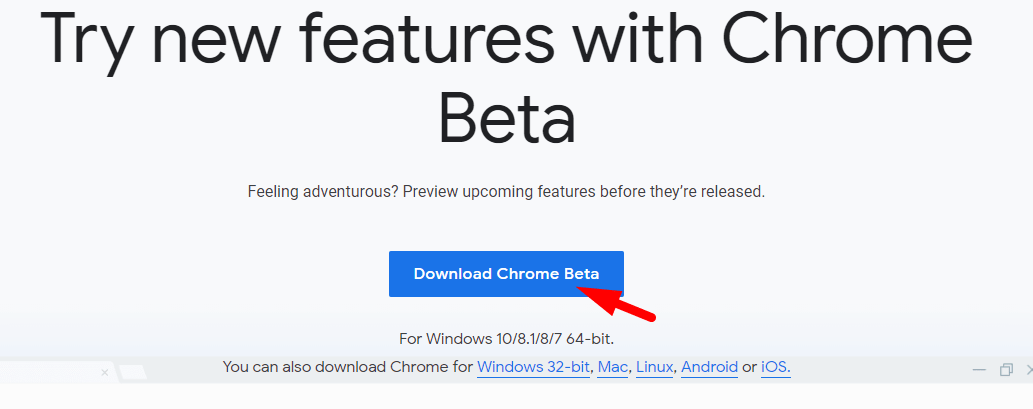 Download Google Chrome version 76 Beta