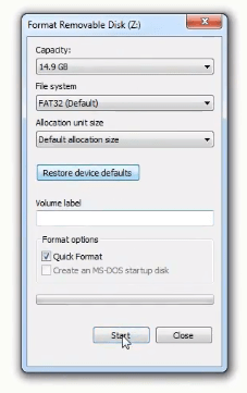 Format USB Flash Drive 