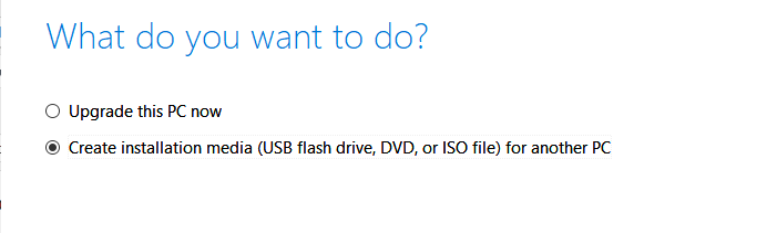 Create Installation Media for Windows 10