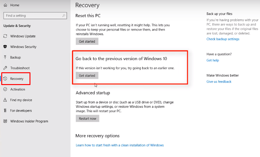 Windows 10 recovery