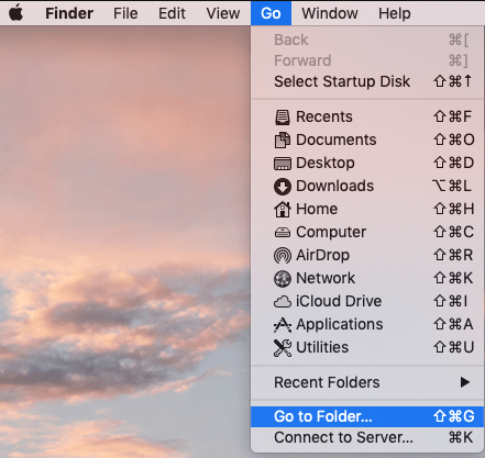 Go to Finder in MacOS Catalina