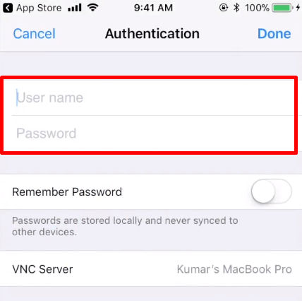 Enter password for Mac