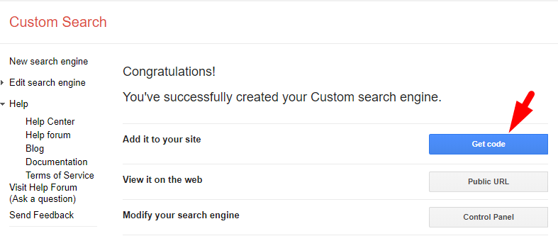 Create Google Custom Search Code