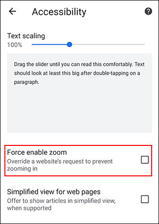 Enable Force Zoom in