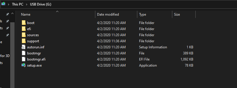 Windows 10 Bootable File on USB