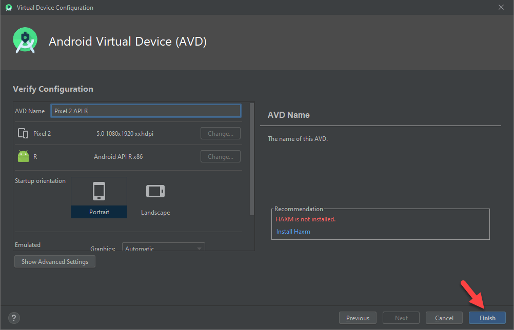 Configure Android Virtua Device AVD Manager