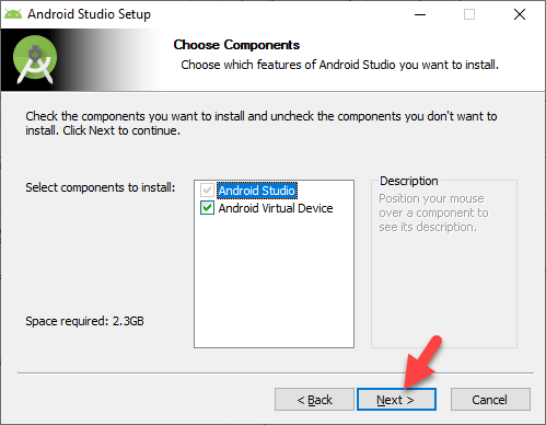 Choose Android Studio Components