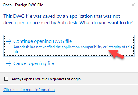 Continue Opening DWG File in AutoCAD