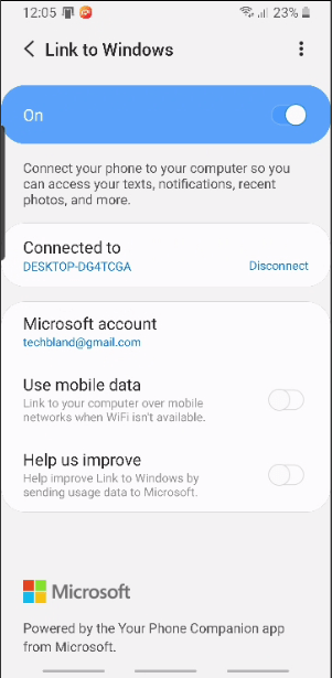 Your Android Phone Connected with Windows 10