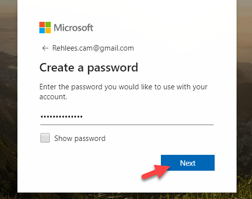 Create Mirosoft Account Password