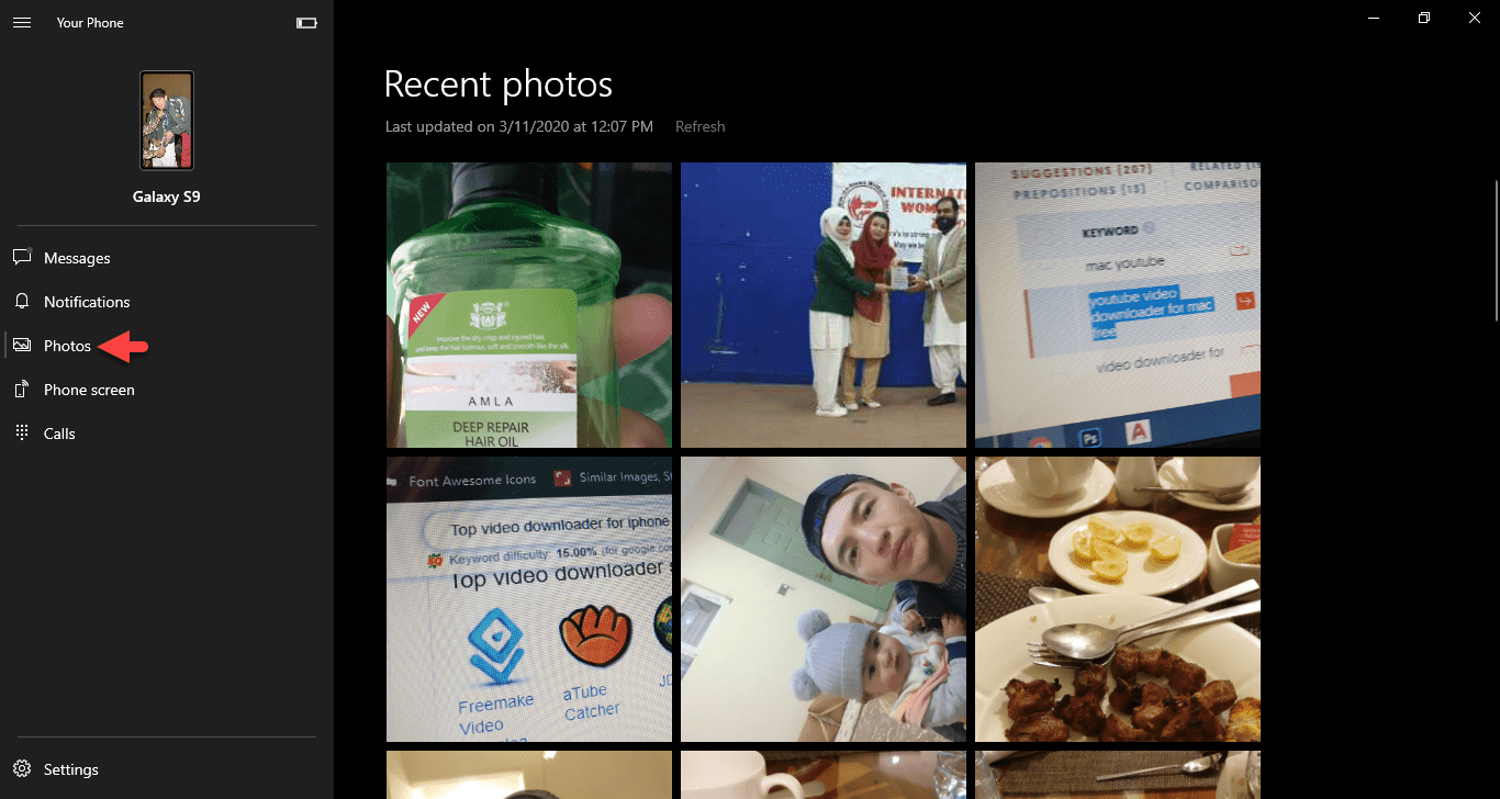 how to copy photos from android to pc with phone link