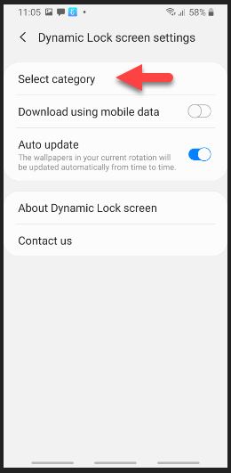 Select Image Category for Dynamic Wallpaper