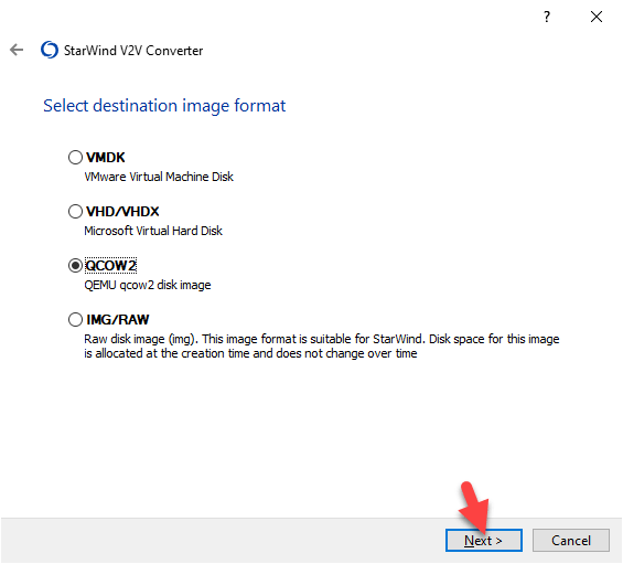 Select Image Format type