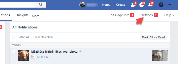 Open Your Facebook Page Settings