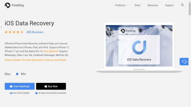 FoneDog iOS Data Recovery Webpage