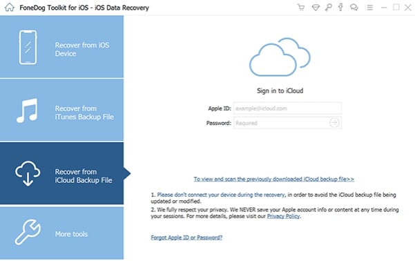 FoneDog Recover Data from iCloud