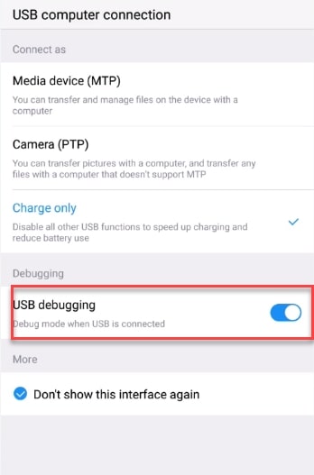 Enable USB Debugging