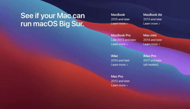 MacOS 11 Big Sur Compatible Macs List