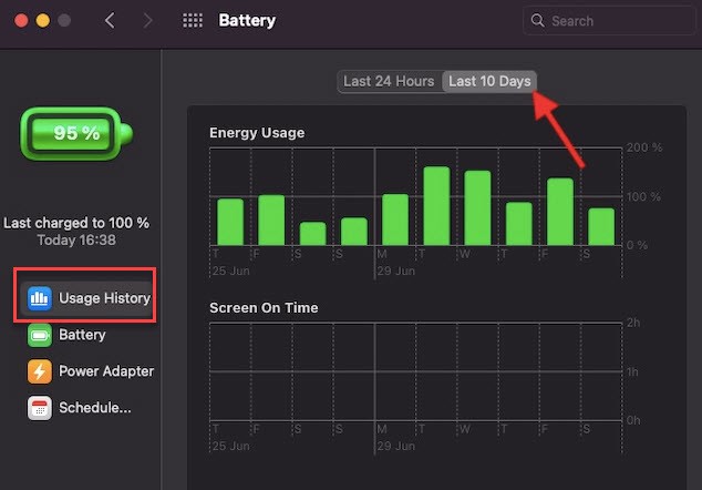 Check Battery Usage History