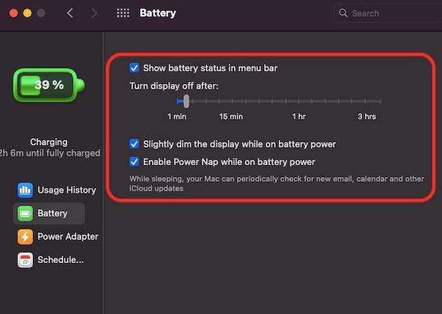 Customize Battery Settings